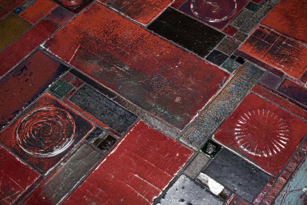 Mid Century Ceramic Tile Coffee Table, Red Brown Ceramic Tile