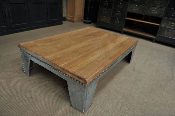 Oak Coffee Table 1920s For At Pamono, Industrial Coffee Table With Drawers