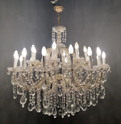 Large Lead Crystal Murano Glass 24 Light Chandelier 1960s