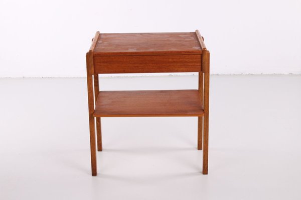 Vintage Teak Oak Bedside Table 1960s, Vintage Wooden Bed Table