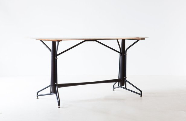 Italian Iron Wood Dining Table With Marble Top 1950s For At Pamono Italian Iron Wood Dining Table With, Marble Top Farmhouse Dining Table