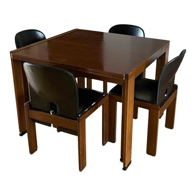 Extendable Model 778 Dining Table, Black Leather Table Sets