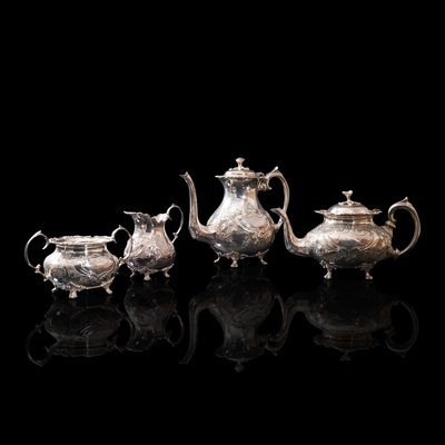 Antique English Silver Plated Tea Service 1900s Set of 4