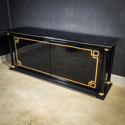 Hollywood Regency Gold Black Dresser, Gold And Black Dresser