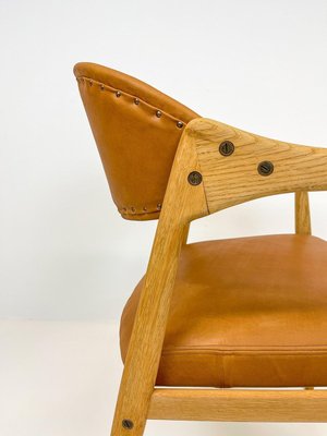 Mid-Century Oak-Leather Desk Chair by Yngve Ekström for Gemla Furniture,  Sweden, 1956 for sale at Pamono