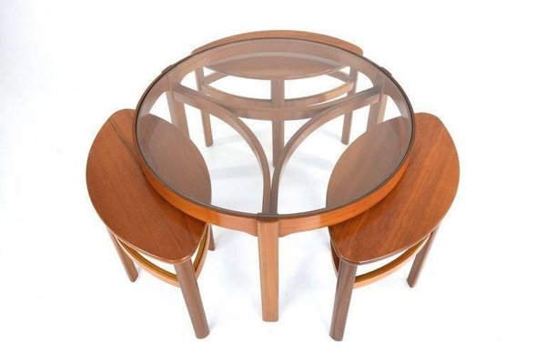 Mid Century Trinity Round Coffee Table, Round Hideaway Table