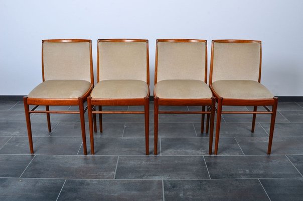 Walnut Dining Chairs With Velvet Upholstery From Benze Sitzmobel 1960s Set Of 4 For Sale At Pamono