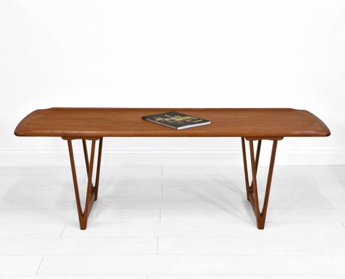 Mid-Century Danish Teak Coffee Table with V Shape Supports