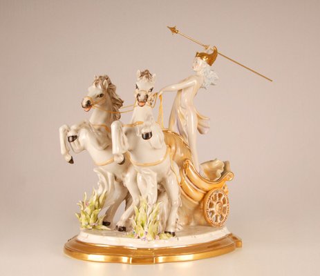 Mid-Century Italian Porcelain Sculpture of Diana the Huntress by