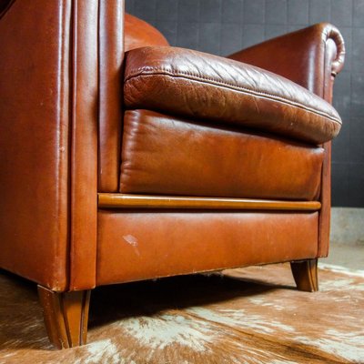 Vintage Cognac Brown Leather Armchair, Caramel Colored Leather Chairs