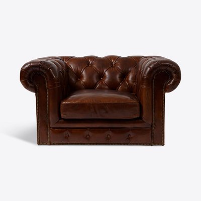 Brown Leather Chesterfield Armchair For, Leather Chesterfield Sofas And Chairs