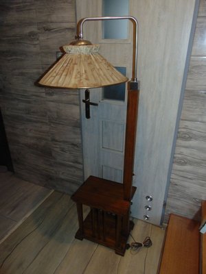 Vintage Art Deco Wooden Floor Lamp With, Vintage Wood Floor Lamp With Table