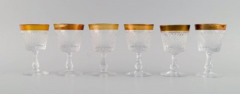 French Wine Glasses in Crystal, 1940, Set of 8 for sale at Pamono