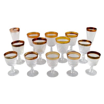 Crystal Wine Glasses with Gold Rim, 1960s, Set of 6 for sale at Pamono