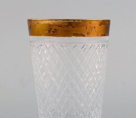 Trinkgläser aus mundgeblasenem Kristallglas mit Goldrand, 1930er, 7er Set bei Pamono kaufen