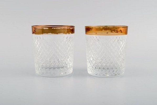 1920s High Ball Glasses 6x Cut Crystal LONG DRINK Glasses with 800 Sterling Silver Mounting