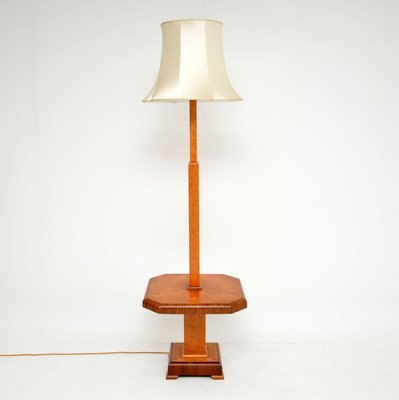 Art Deco Walnut Maple Floor Lamp With, Floor Lamp With Table Attached Uk