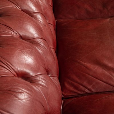 20th Century Leather Chesterfield 3, Red Leather Furniture Polish