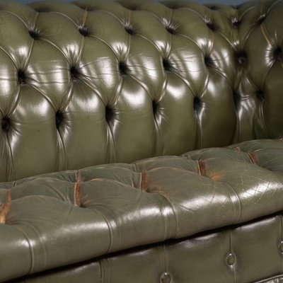 20th Century Leather Chesterfield Sofa, Used Tufted Leather Sofa