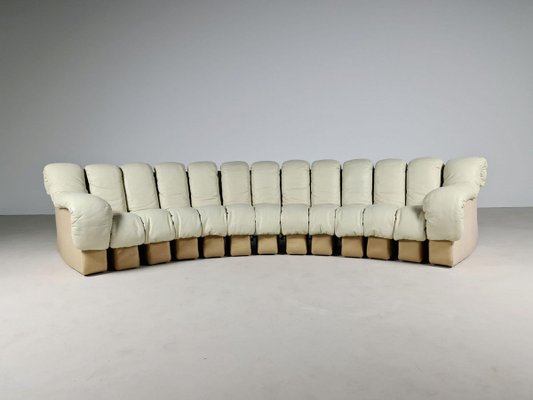 DS 600 13 Piece Sofa in Creme Leather from de Sede 1970s