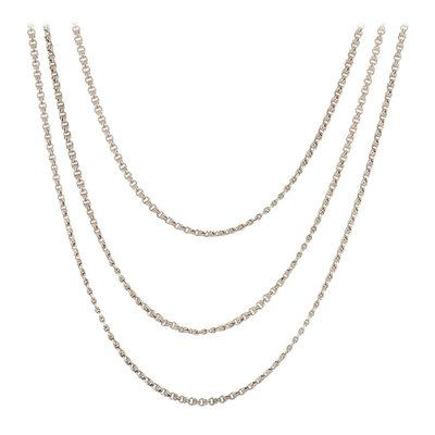 French Silver Long Necklace 