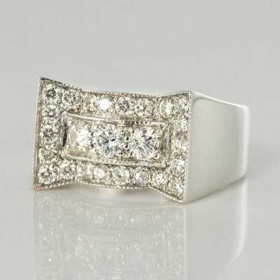 Art Deco Stil 0.87 Karat 18 Karat Weißgold Ring bei Pamono kaufen
