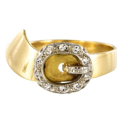 French Diamond and Gold Belt Ring for sale at Pamono