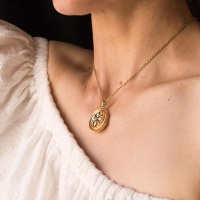 Rose Cut Diamond Round Locket Pendant 