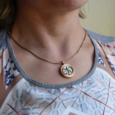 Rose Cut Diamond Round Locket Pendant 