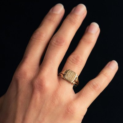 Engraved signet shop ring mens