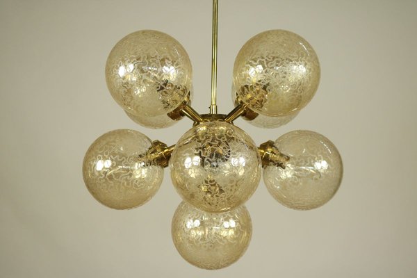 Mid Century Brass Amber Glass Ball Chandelier Sputnik Lamp For At Pamono Mid Century Brass Amber Glass Ball, Brass And Glass Orb Chandeliers Taiwan