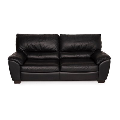 Seater Black Leather Sofa From Natuzzi, Black Leather Sofa And Loveseat