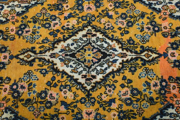 7x10 Vintage Turkish Oushak Handmade Wool Area Rug in Yellow for