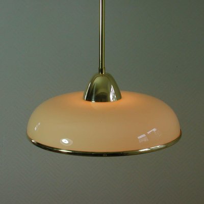 Wandlampe Deckenlampe Art Deco Jugendstil Bauhaus Opal-Glas Messing Antik Lampe