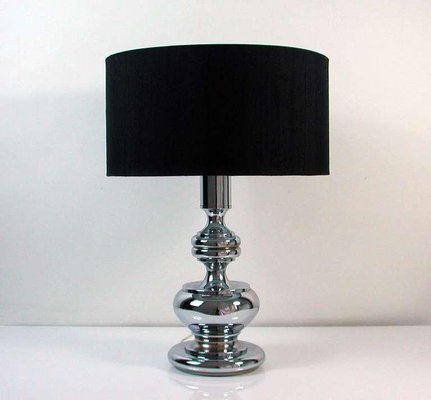 Mid Century Chrome Bubble Table Lamp, Large Black And Chrome Table Lamps