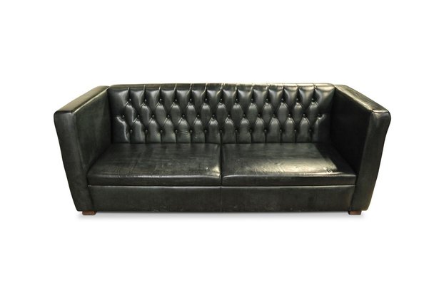 Green Leather Chesterfield Sofa for sale at Pamono