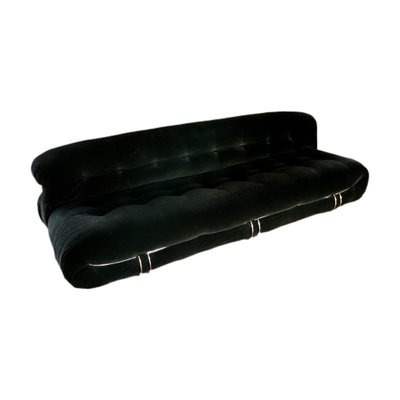 Black Corduroy 3 Seater Soriana Sofa by Afra Tobia Scarpa for Cassina 1972