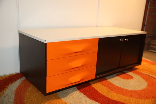 Orange Brown Tv Sideboard By Raymond Loewy For Doubinsky Freres