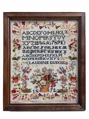 Framed Alphabet Primer Cross Stitch, 1872 for sale at Pamono