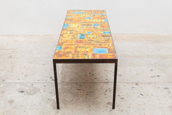 Large Rectangular Tile Coffee Table by Vallauris France 1960s