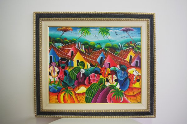 Caribbean Framed Painting, 2000s for sale at Pamono