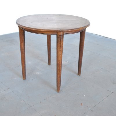 Round Wooden Coffee Table On Four Legs, Round Wood Coffee Table Metal Legs