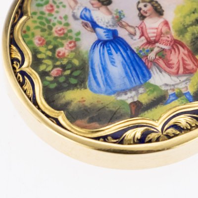 Antique Russian 14k Gold & Enamel Pill Box, 1900s for sale at Pamono