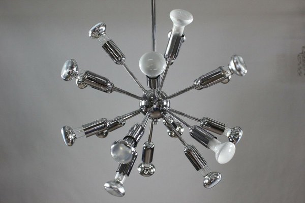 Vintage Chrome Sputnik 18 Light Chandelier For At Pamono - Vintage Chrome Ceiling Light Fixture