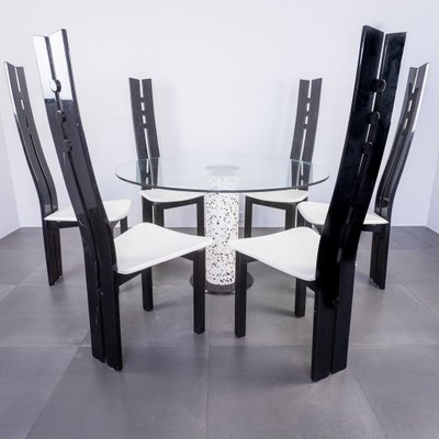 Glass Dining Table 6 Chairs 1980s, 6 Chair Dining Table Modern