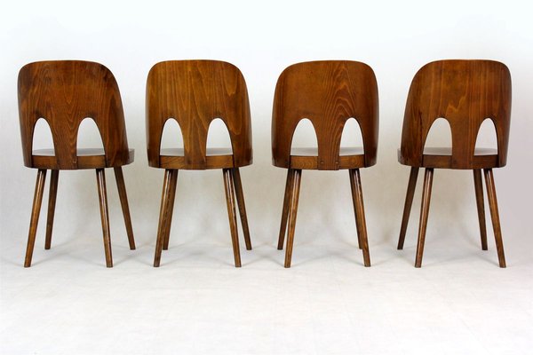 Wooden Chairs by Oswald Haerdtl for TON 1950s Set of 4 for sale
