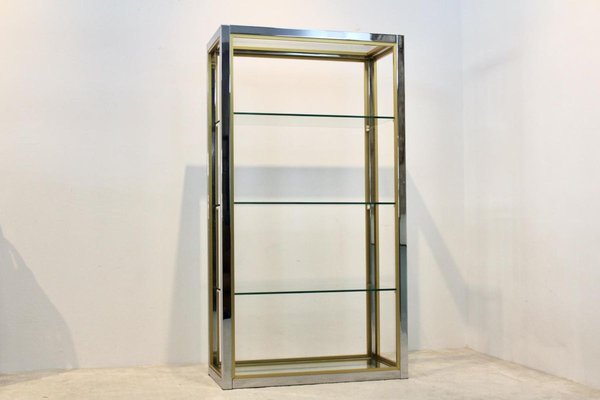 Standing Shelving Unit By Renato Zevi, Glass Display Shelving Unit