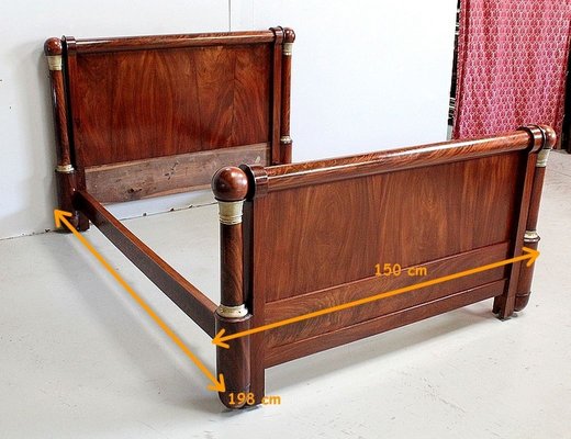 19th Century Empire Style Mahogany Bed, Mahogany Bed Frame