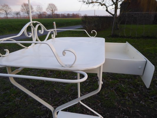 metal dressing table Faux Marble Tabletop Dressing Makeup Table with Mirror & Drawer Chair Included Metal Base in Gold LargeHomary
