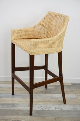 French Rattan Wood Bar Stool For, French Wicker Bar Stools